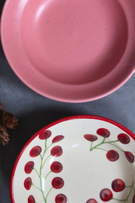Rosy Pink & Cherry Tomato Pasta plate - Set of 2 made by ceramic
