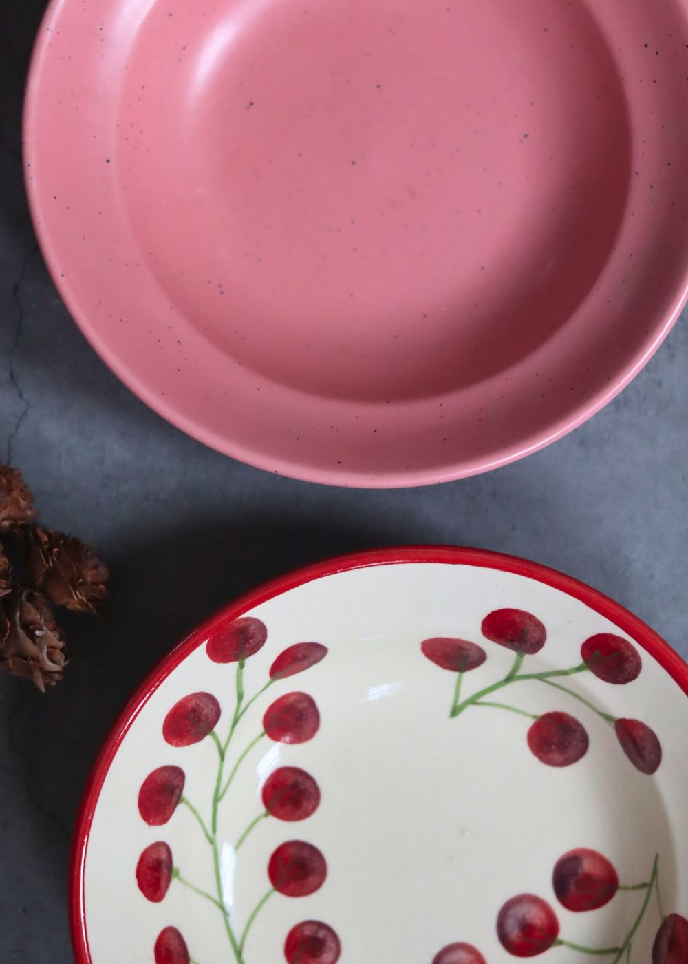 Rosy Pink & Cherry Tomato Pasta plate - Set of 2 made by ceramic