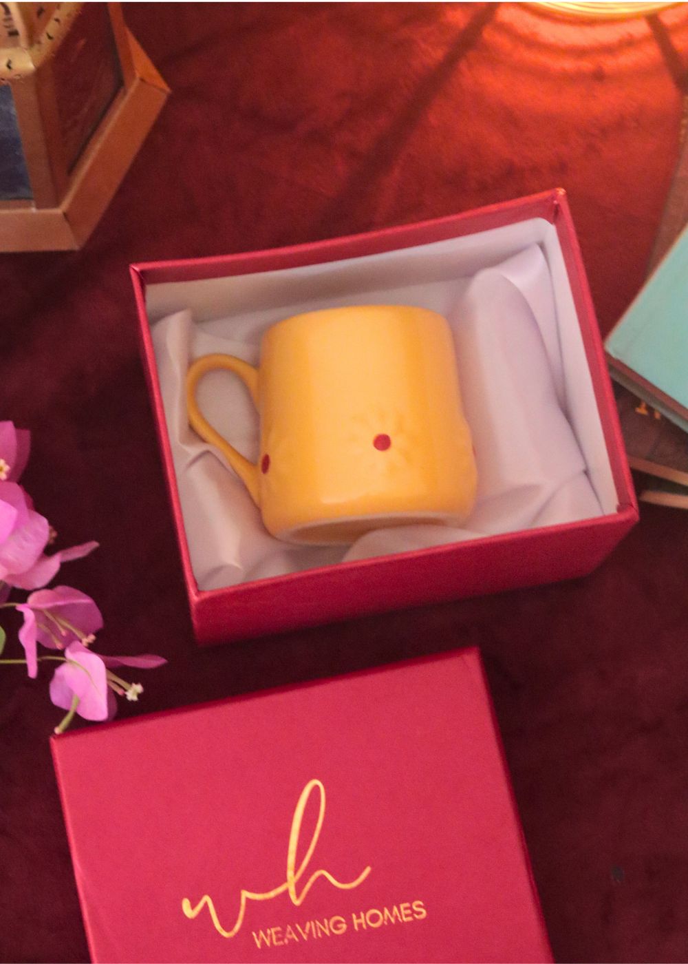 Handmade Yellow Lily mug in a Gift Box