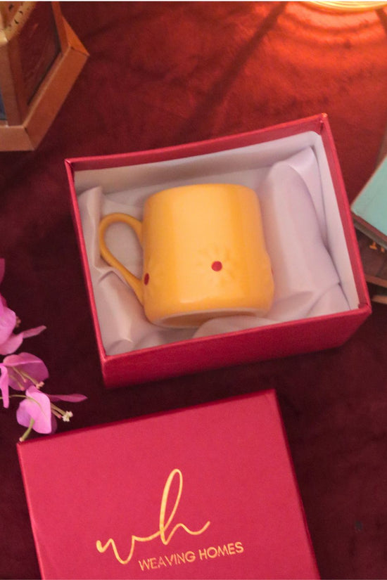 Handmade Yellow Lily mug in a Gift Box