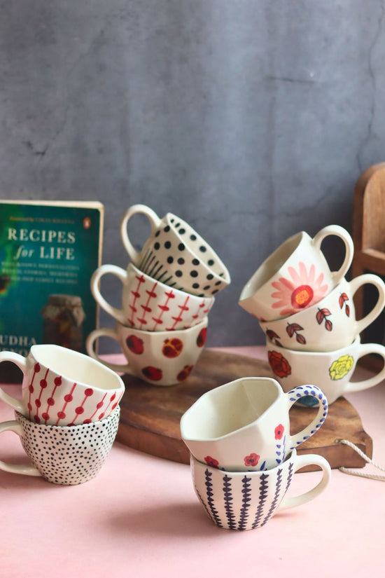 Set of 10 Floral Charm Mugs (for the price of 7) made by ceramic
