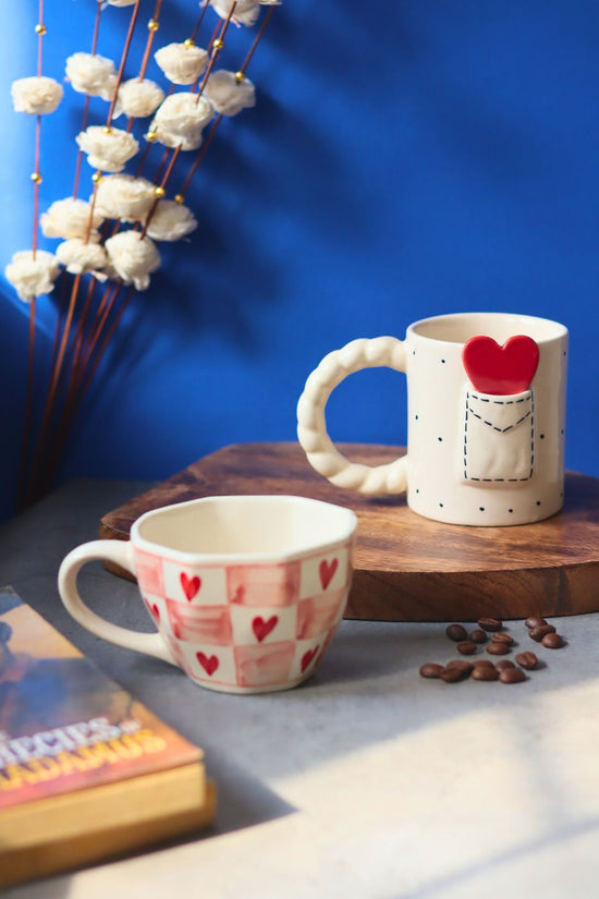 Love Letter & Chequered Heart Mug with premium quality material