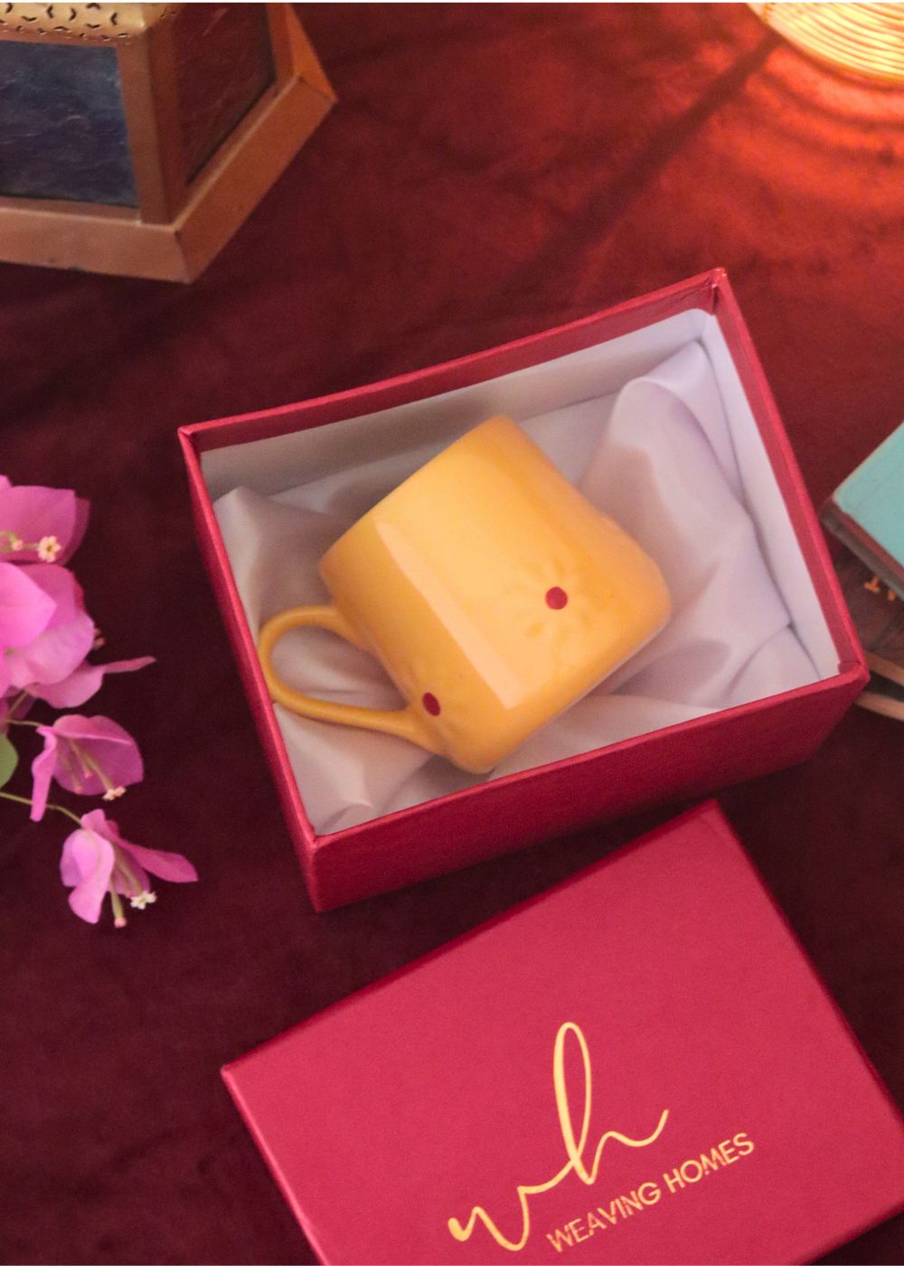 Yellow Lily mug in a Gift Box made by ceramic