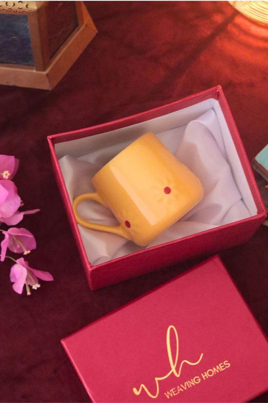 Yellow Lily mug in a Gift Box made by ceramic