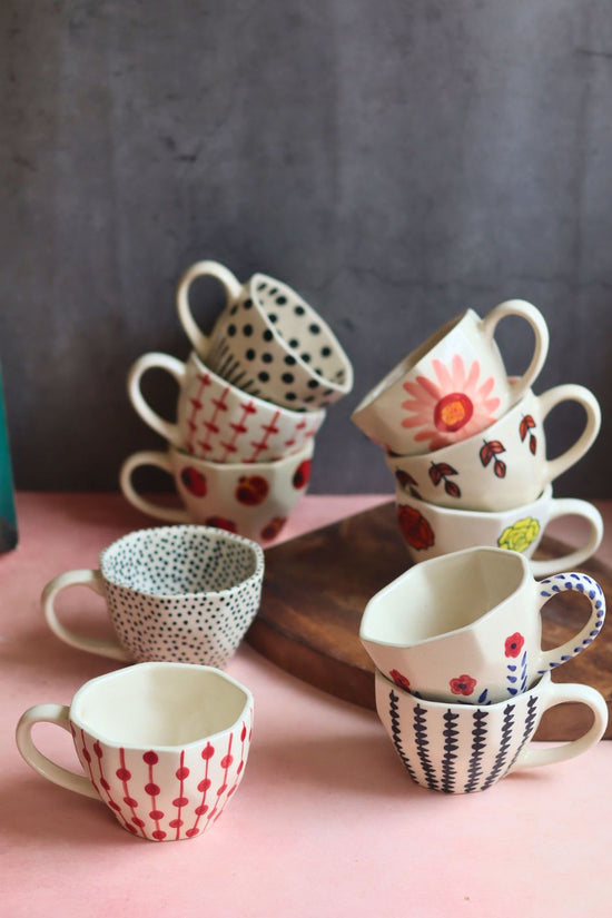 Set of 10 Floral Charm Mugs (for the price of 7) with premium quality material