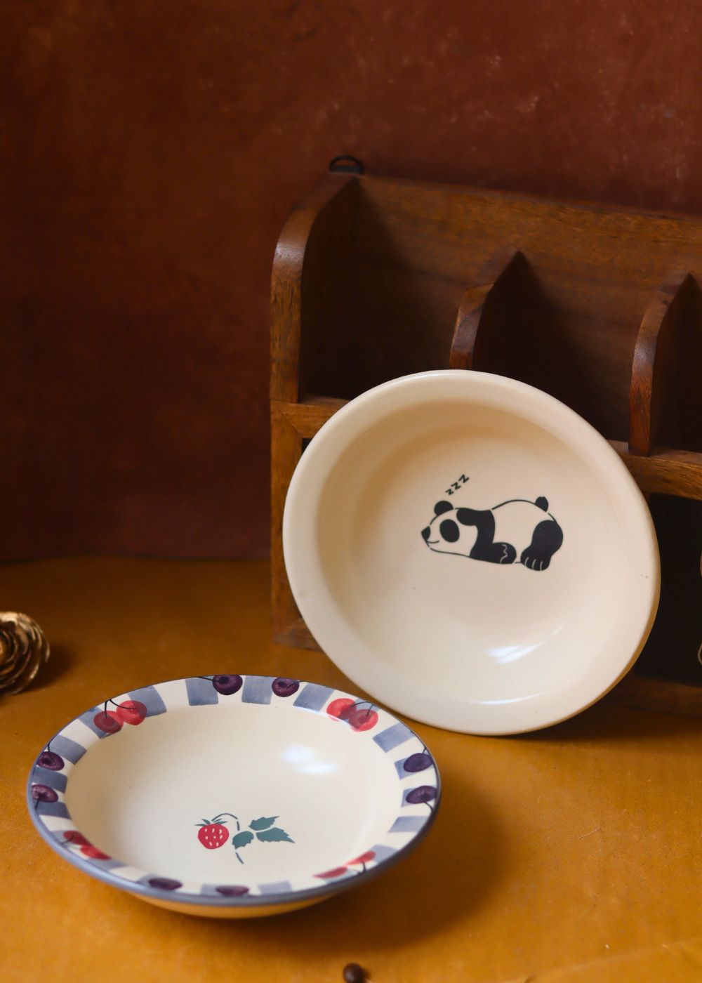 Set of 2 - Cherry & Panda Pasta Plate with premium quality material