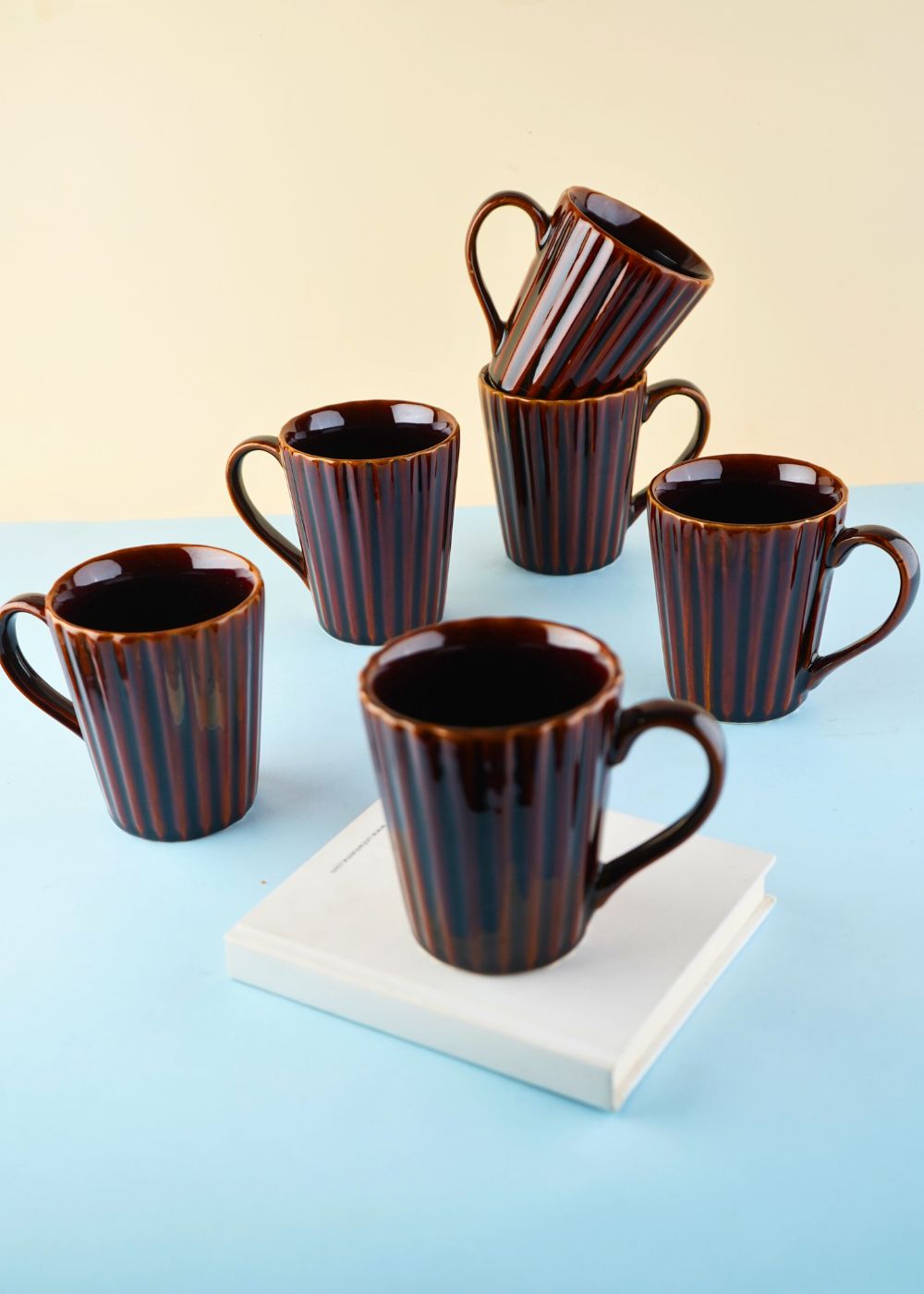 handmade basic brown coffee mug set of 6 combo