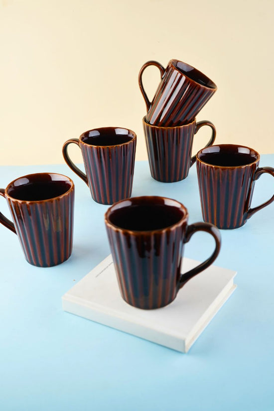handmade basic brown coffee mug set of 6 combo