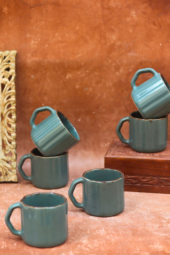 Deep Green forest Tea Cups - Set of 6 handmade in India