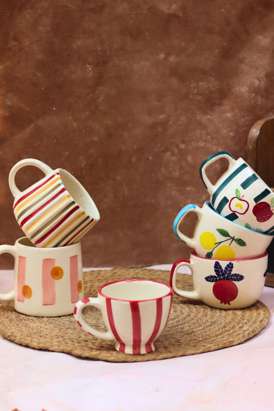 Set of 6 Quirky Face Mugs combo (for the price of 5) made By ceramic