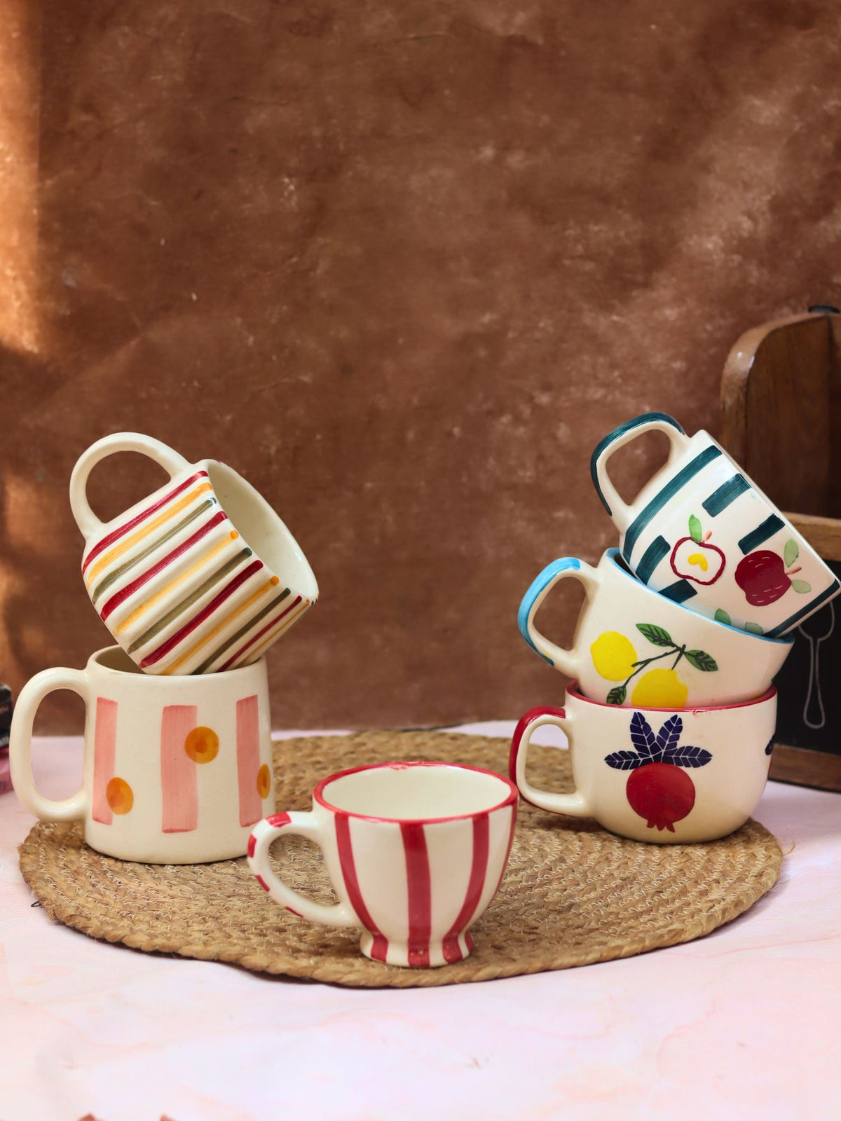 Set of 6 Quirky Face Mugs combo (for the price of 5) made By ceramic