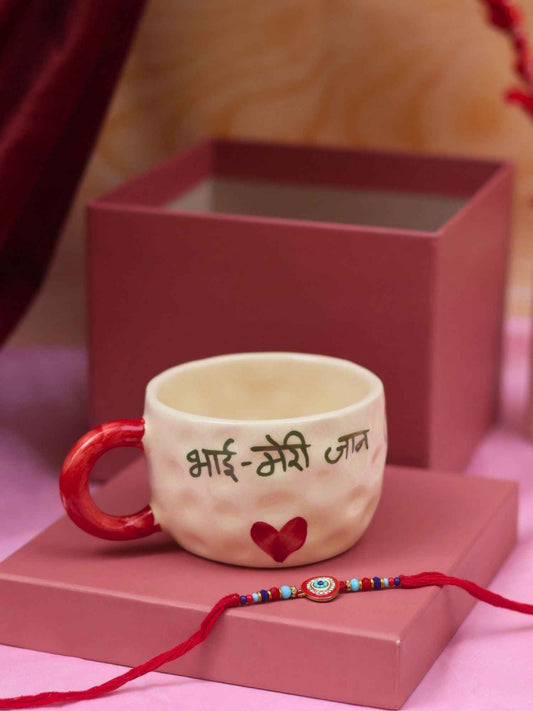 Bhai meri jaan Mug with Elegant evil eye rakhi Gift Box