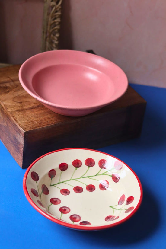 Rosy Pink & Cherry Tomato Pasta plate - Set of 2 with premium quality material