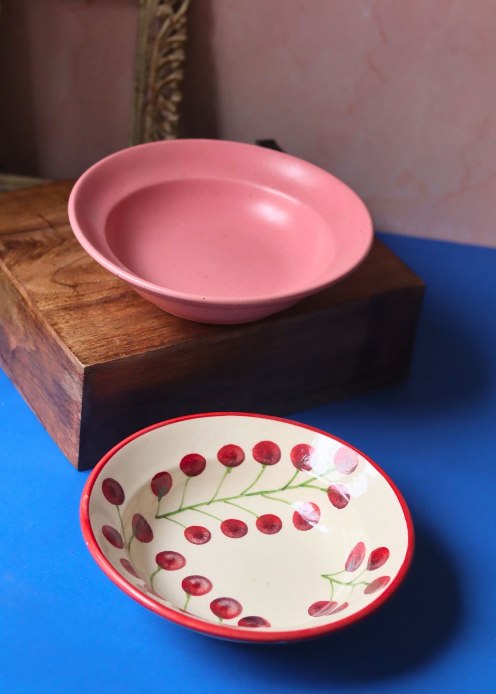 Rosy Pink & Cherry Tomato Pasta plate - Set of 2 with premium quality material