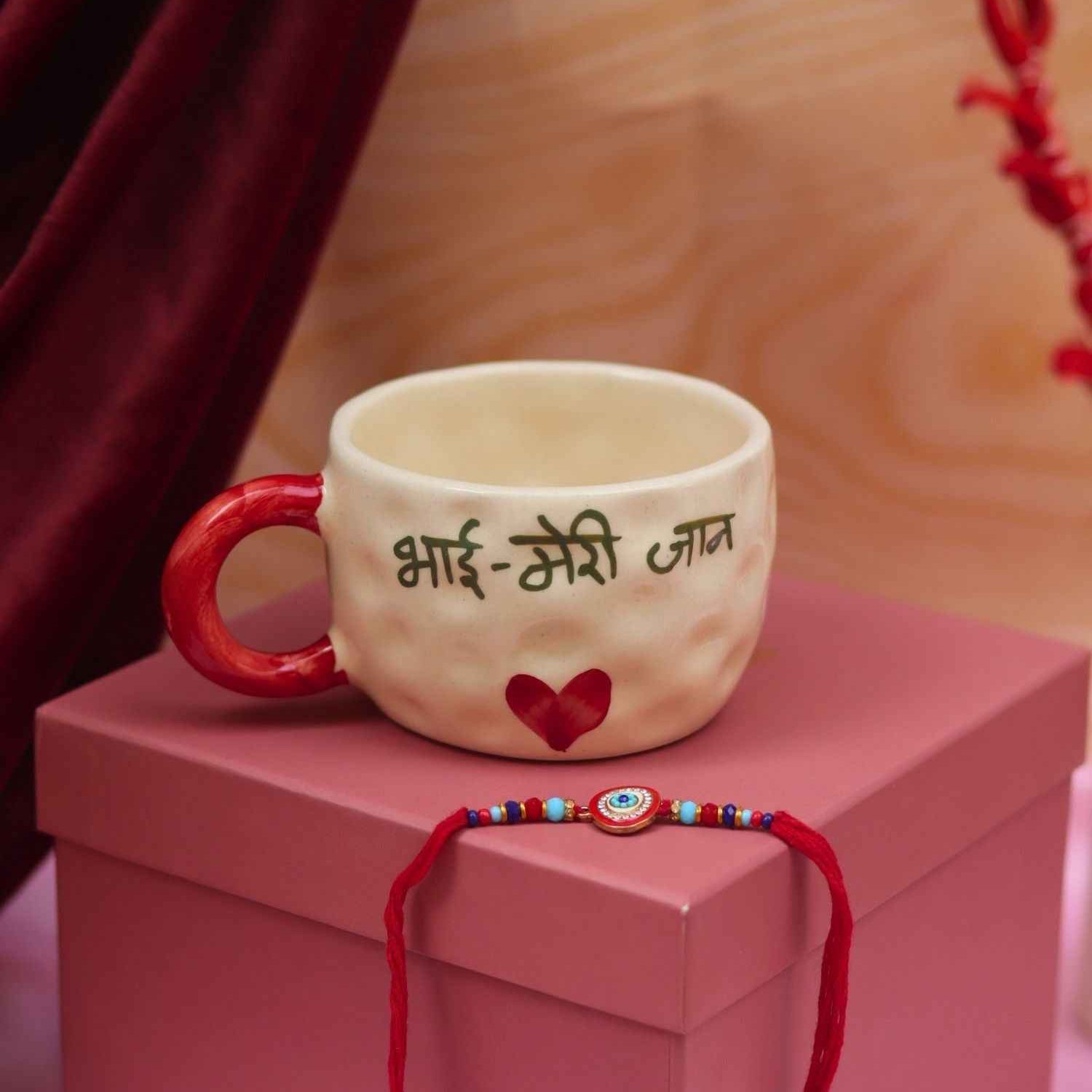Bhai meri jaan Mug with Elegant evil eye rakhi Gift Box