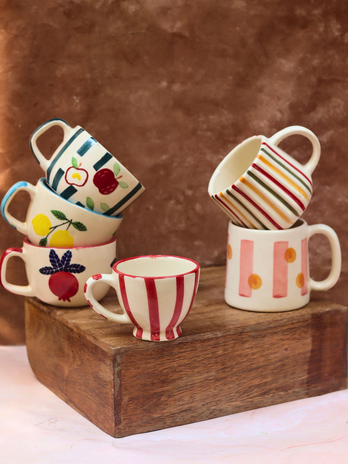 Set of 6 Quirky Face Mugs combo (for the price of 5) handmade in India