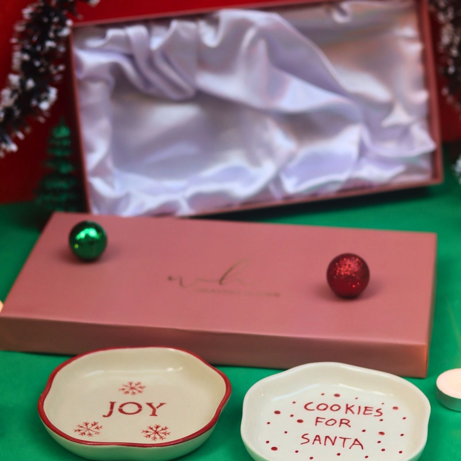 Lead free Cookies for Santa & Joy Handmade Dessert plate in a Gift Box