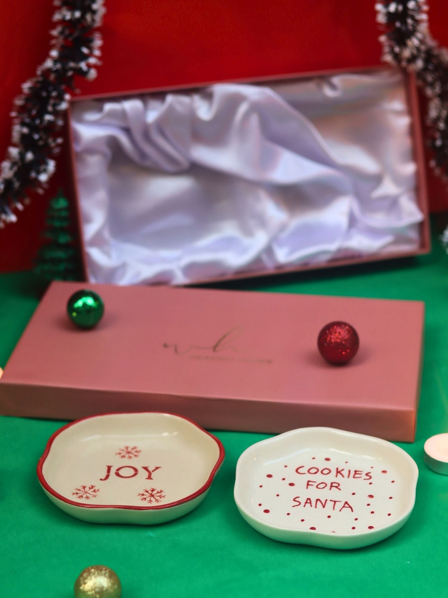 Lead free Cookies for Santa & Joy Handmade Dessert plate in a Gift Box