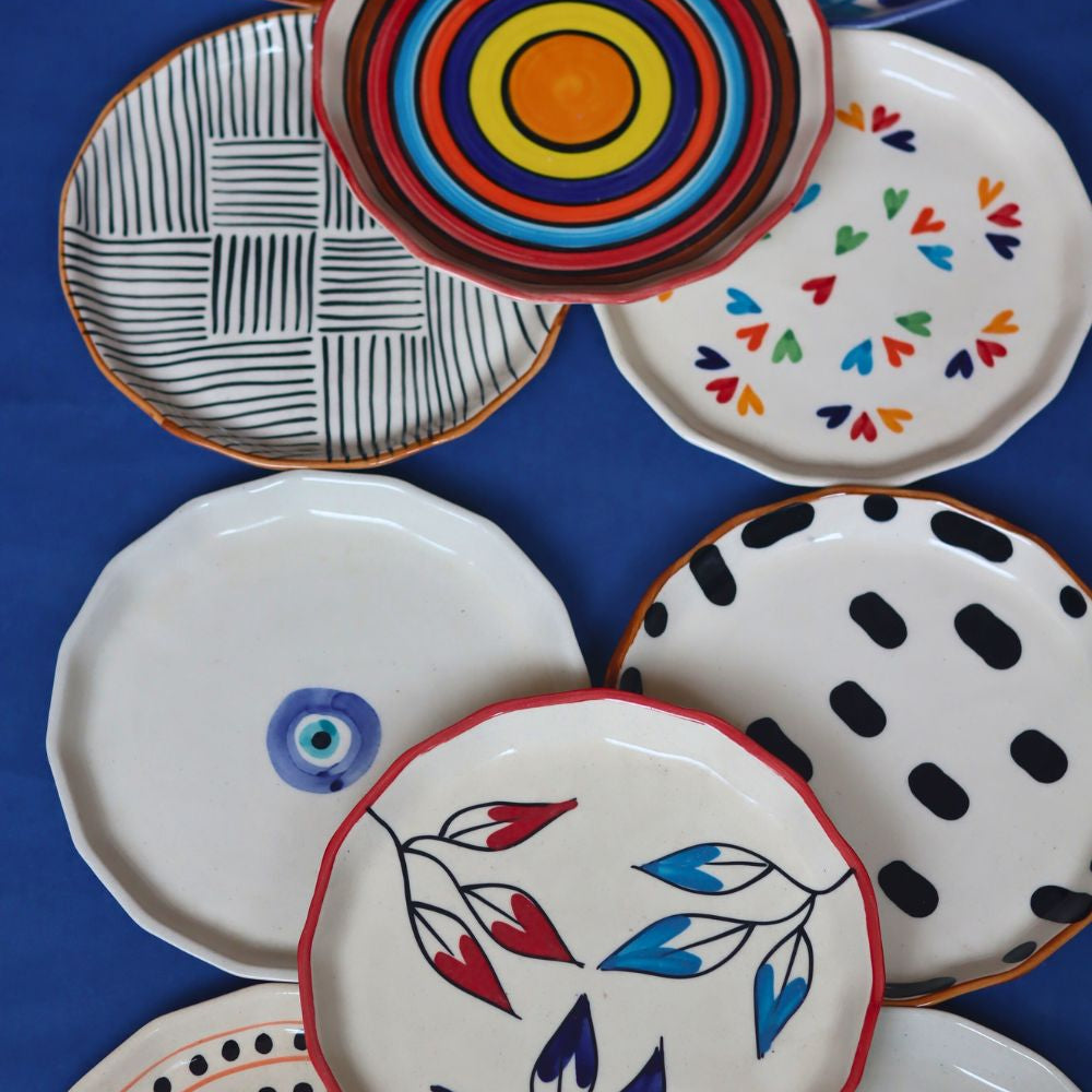 handmade Set of 10 Artful Plates (for the price of 7)