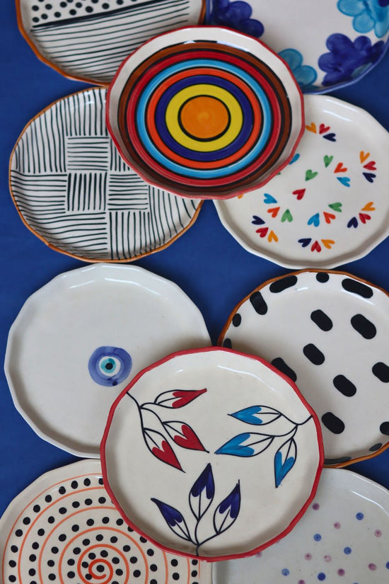 handmade Set of 10 Artful Plates (for the price of 7)