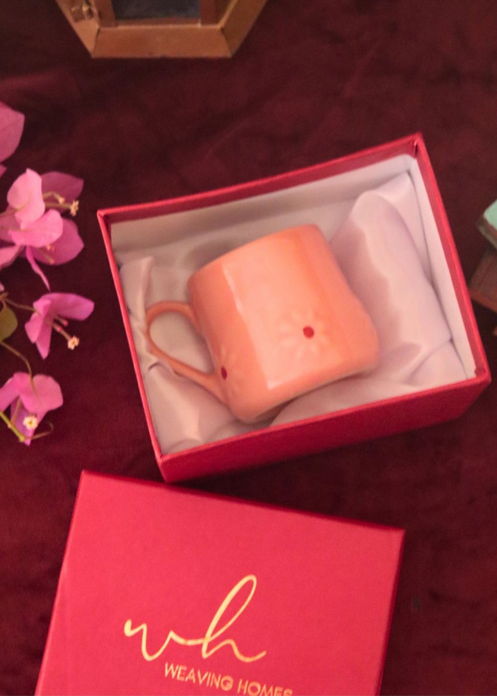 Handmade Pink Lily mug in a Gift Box