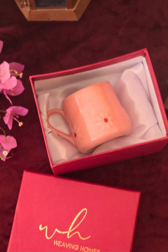 Handmade Pink Lily mug in a Gift Box