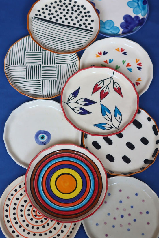 Set of 10 Artful Plates (for the price of 7) made by ceramic