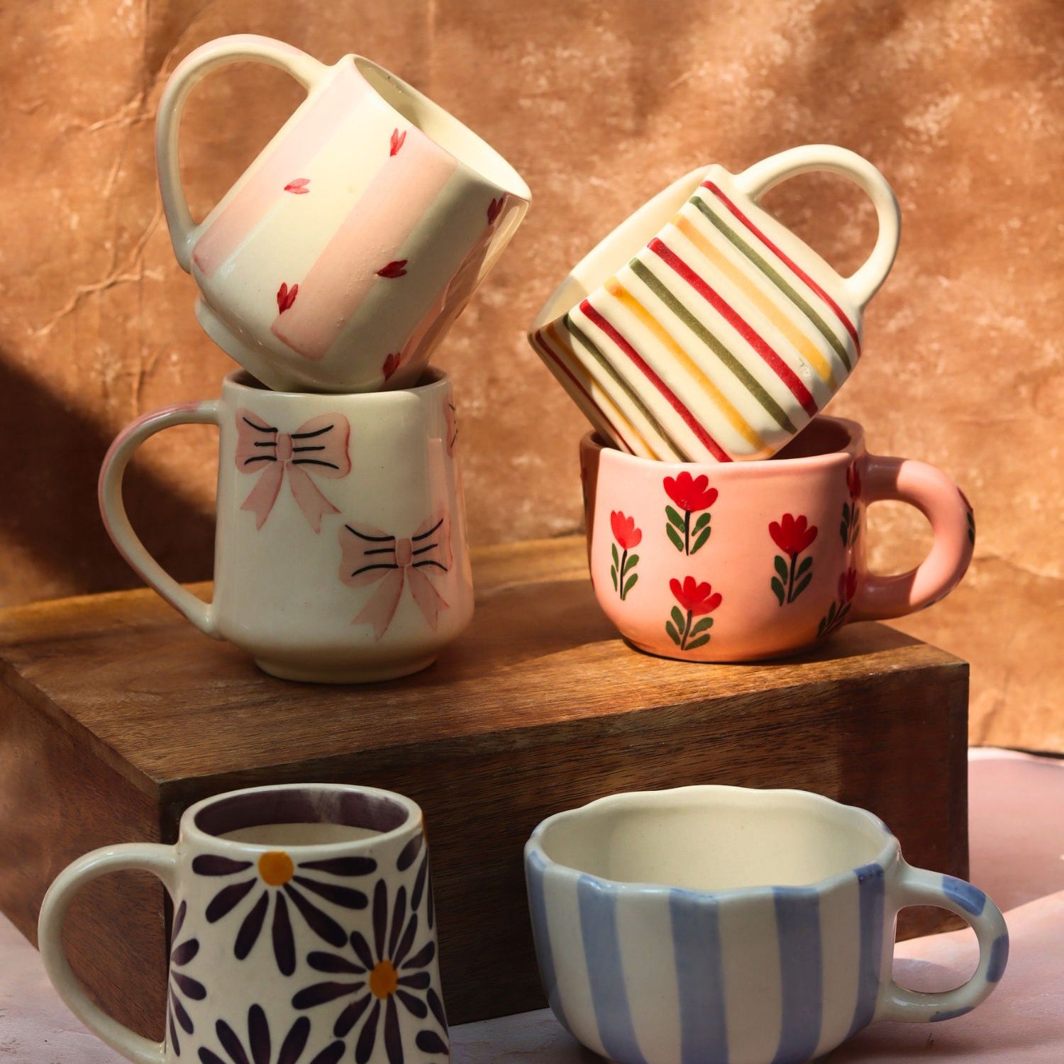 handmade Set of 6 Minimalist coffee Mug (for the price of 5)