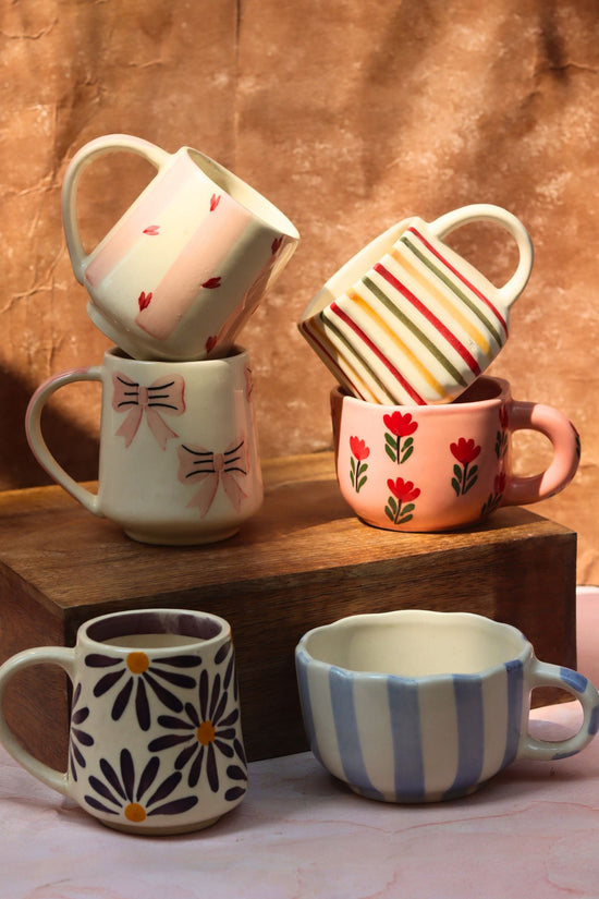 handmade Set of 6 Minimalist coffee Mug (for the price of 5)