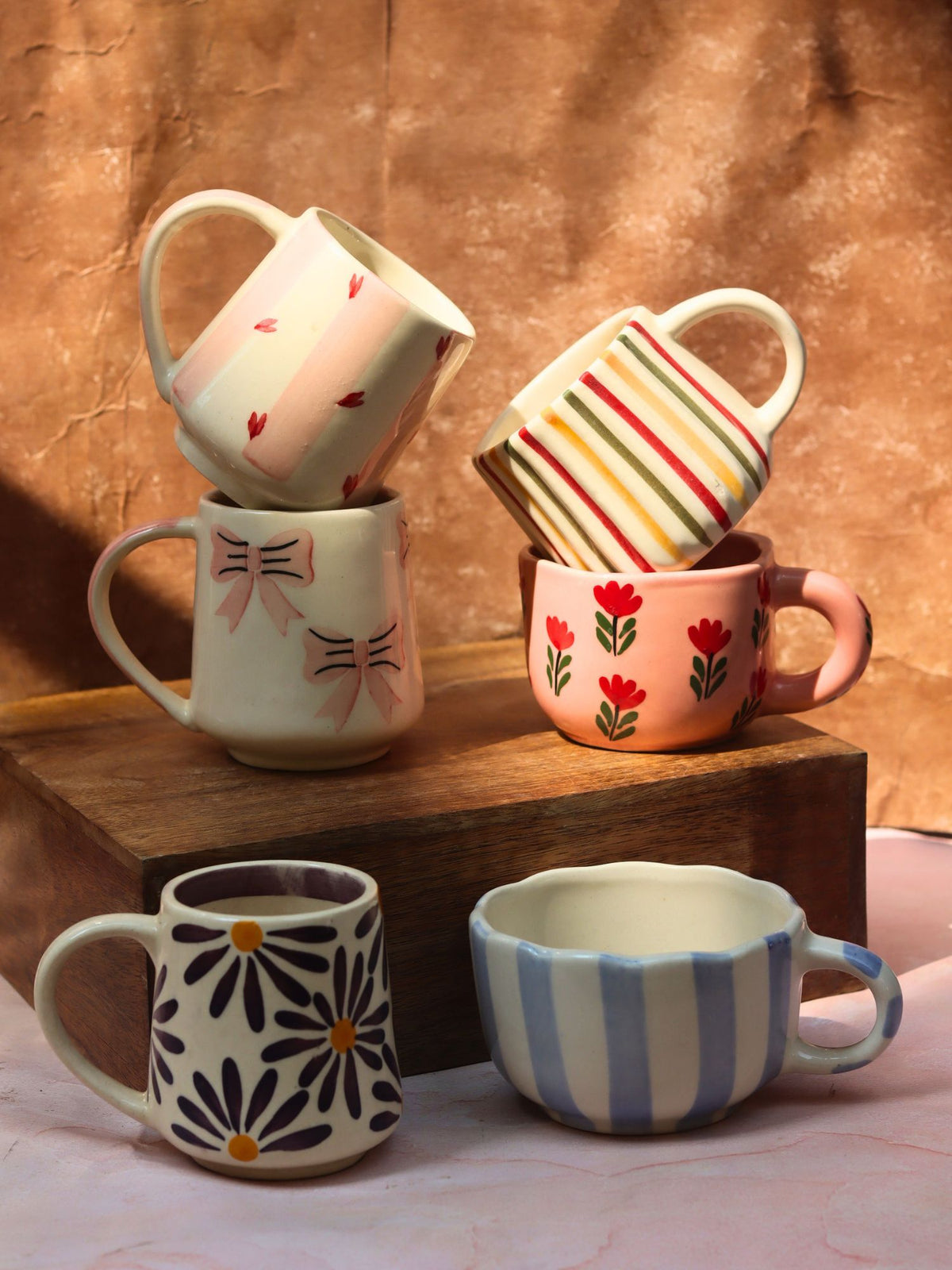 handmade Set of 6 Minimalist coffee Mug (for the price of 5)