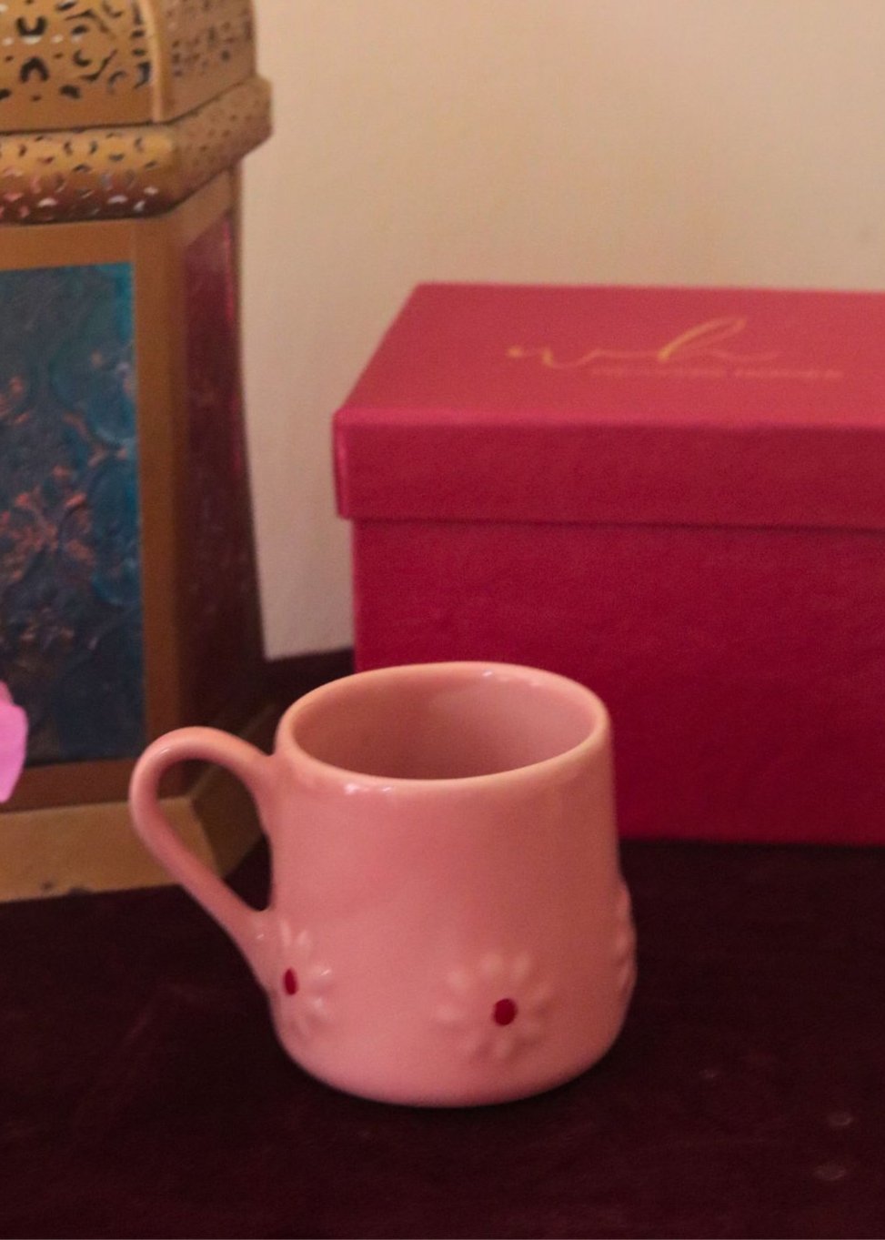 Pink Lily mug in a Gift Box made by ceramic