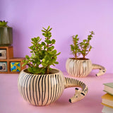 zebra planter with zebra design