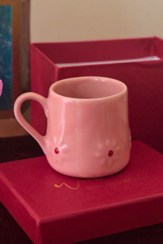 Pink Lily mug in a Gift Box handmade in india