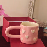 handmade Pastel Pink Heart mug in a Gift Box