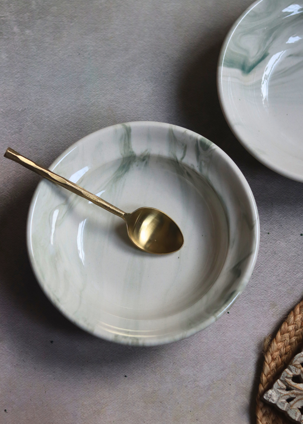 Green Marble Pasta Plates