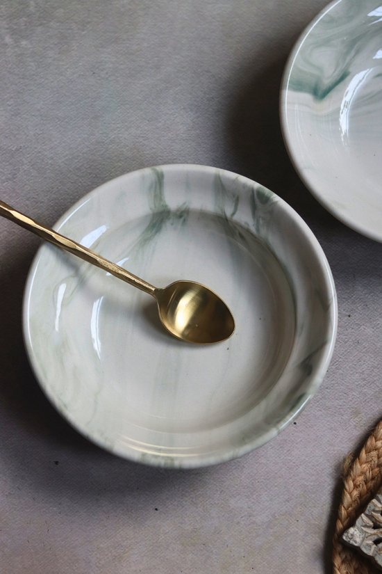 Green Marble Pasta Plates