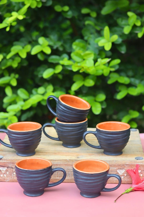 handmade Set of 6 - Black Torrent Chai Cup