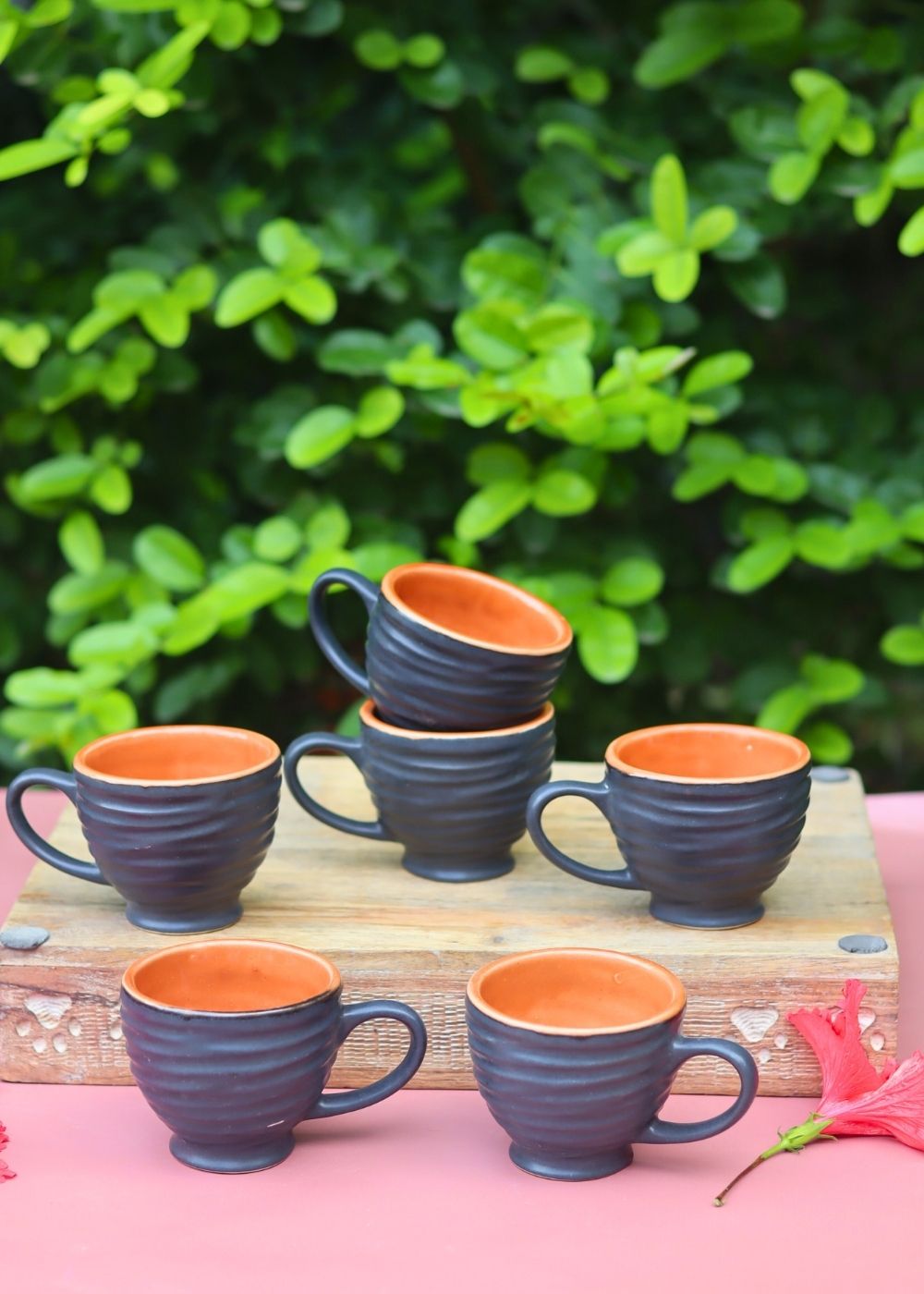 handmade Set of 6 - Black Torrent Chai Cup