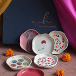 Set of 6 Handpainted Dessert Plates (for the price of 5) Diwali Gift Box premium quality gift hamper