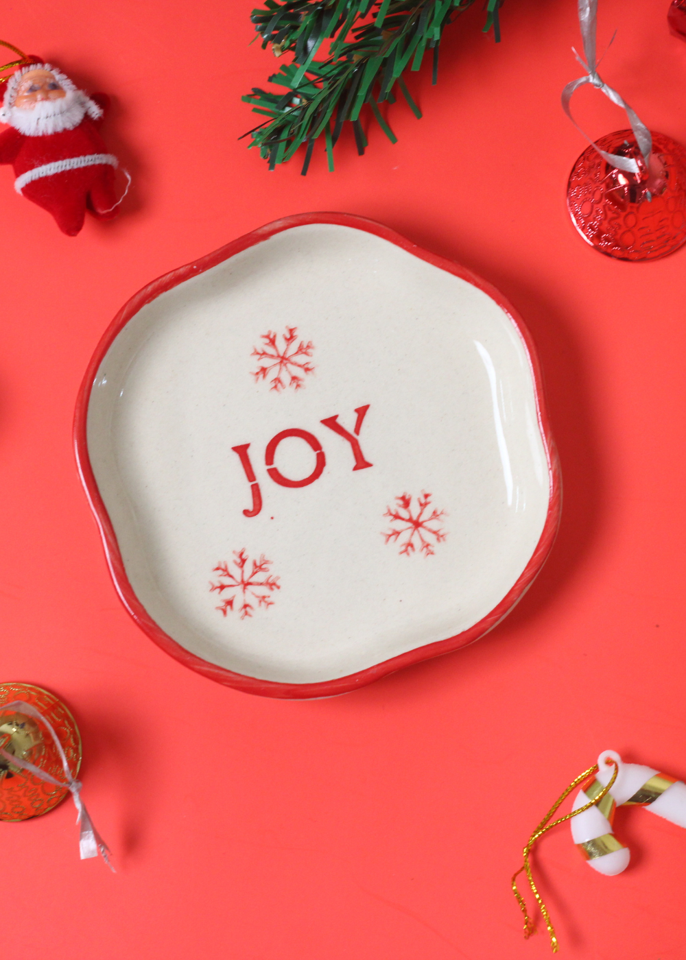 joy handmade dessert plate for special christmas day