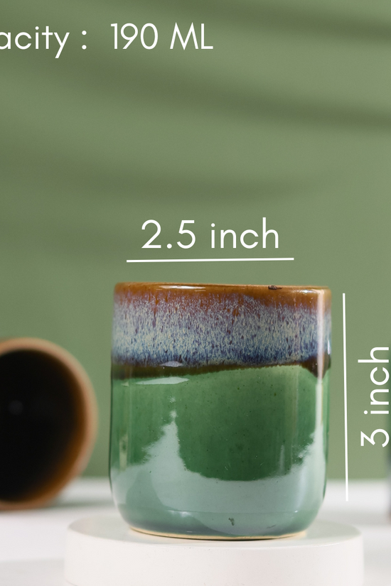 Green & brown kulhads height & breadth