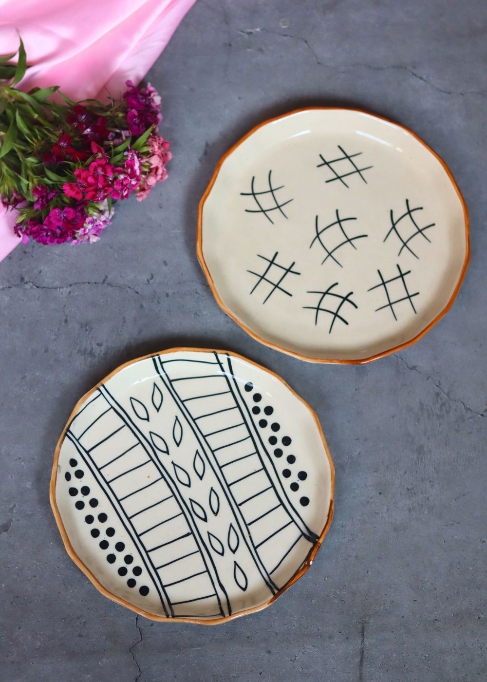 Paisley Dreams & Tic Tac Toe Snack Plates handmade in india