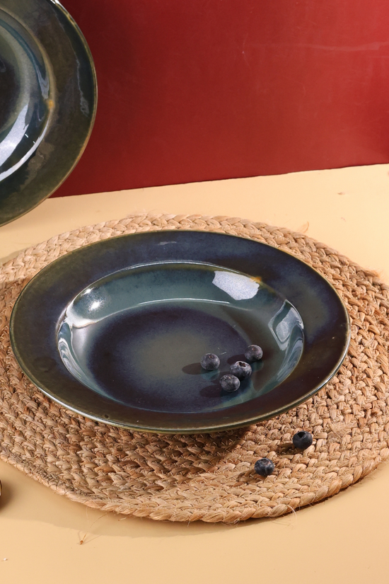 Metallic green pasta plate 
