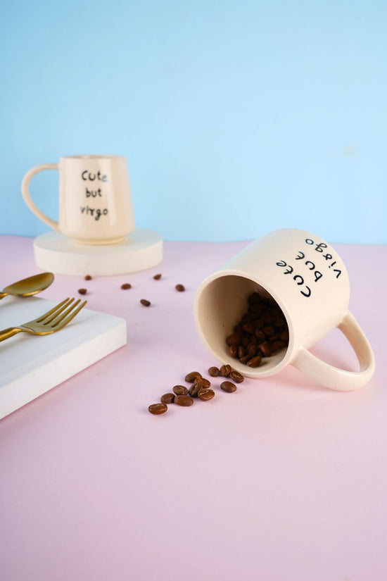 cute but virgo mug handmade in india