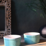Two Ceramic Sage Green Ramekins