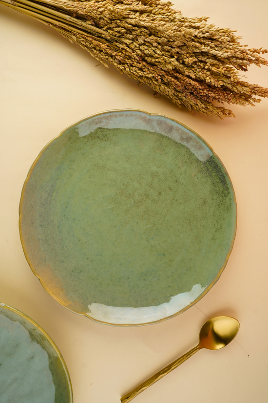 handmade pistachio stoneware dinner plate with premium material 