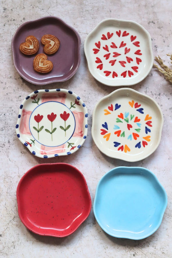 Set of 6 (colorful) handmade dessert plates (For the price of 5)