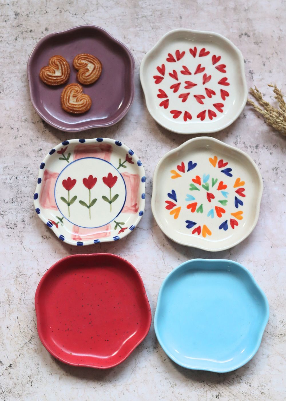 Set of 6 (colorful) handmade dessert plates (For the price of 5)