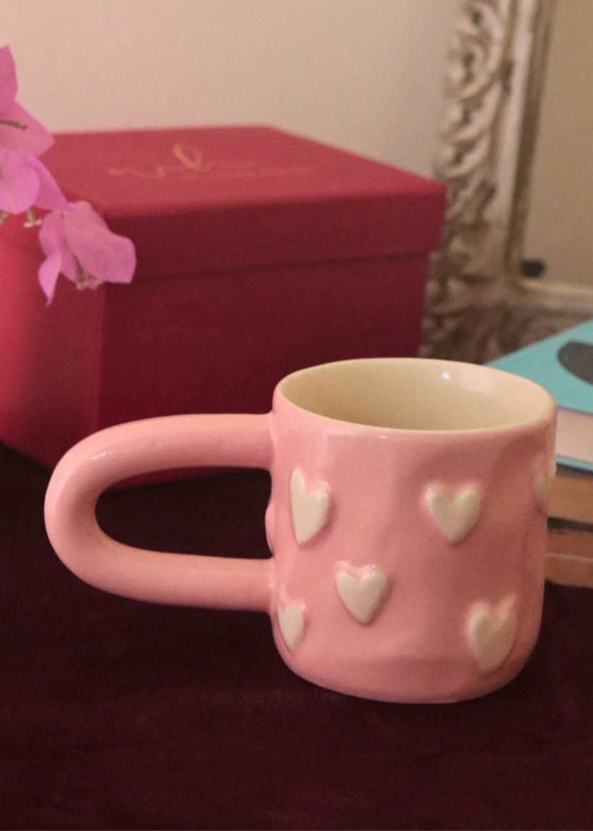 Pastel Pink Heart mug in a Gift Box made by ceramic