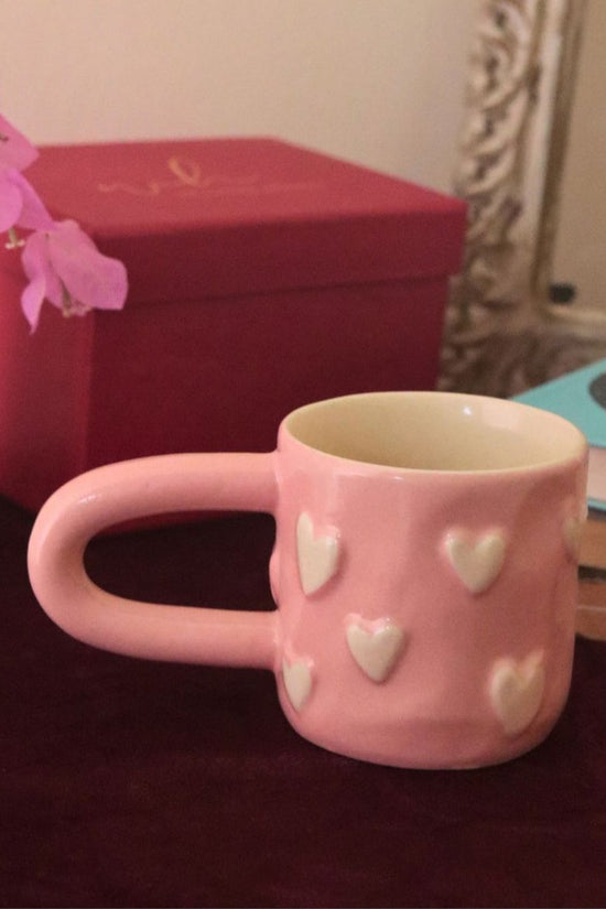 Pastel Pink Heart mug in a Gift Box made by ceramic